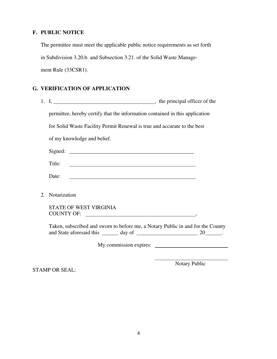 Solid Waste Facility Permit Renewal Application - West Virginia, Page 4