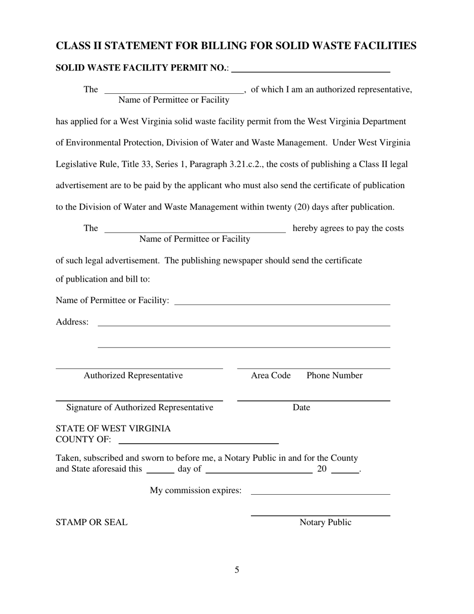 Solid Waste Facility Permit Renewal Application - West Virginia, Page 5