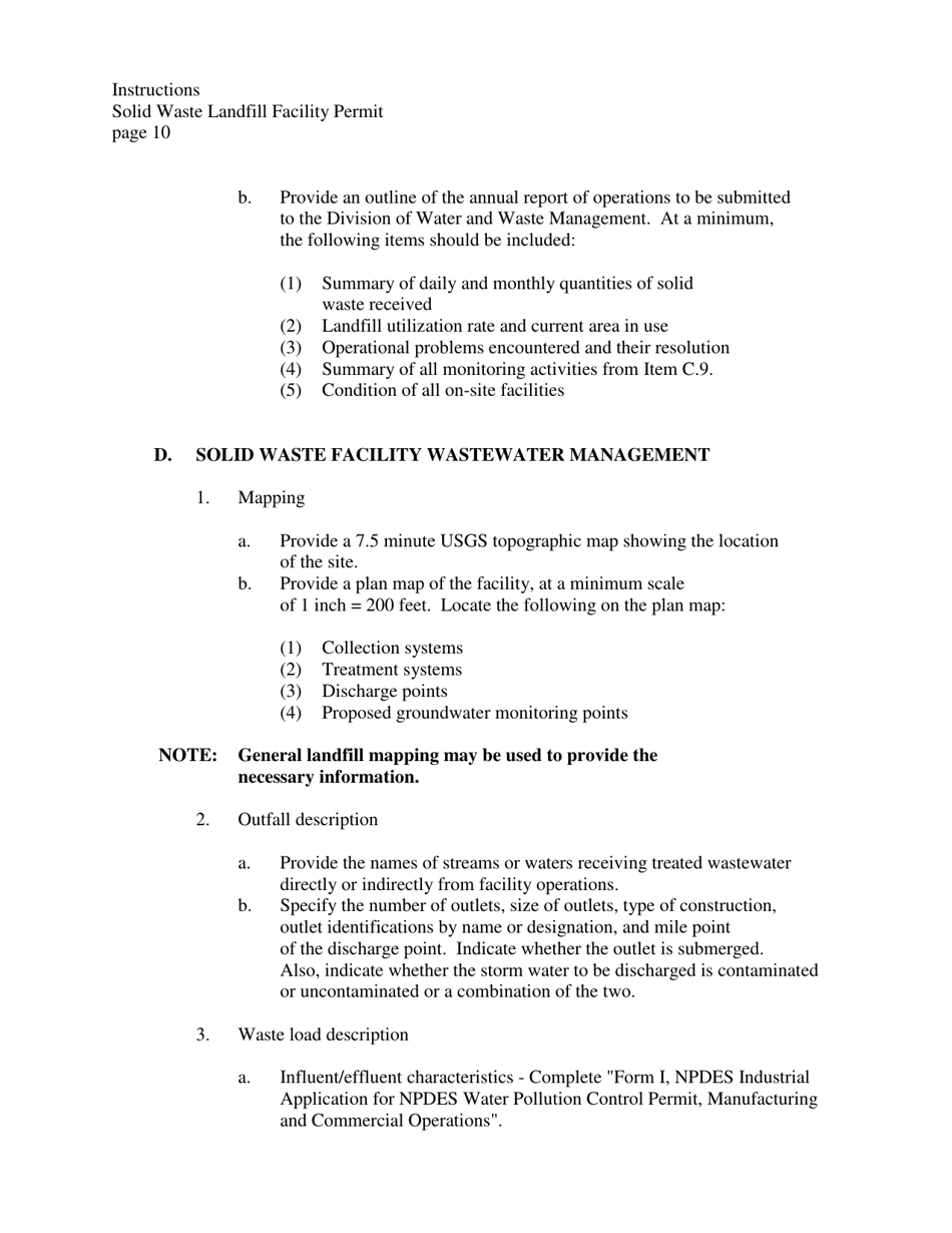 Instructions to Person(s) Applying for a Solid Waste Landfill Facility Permit - West Virginia, Page 10