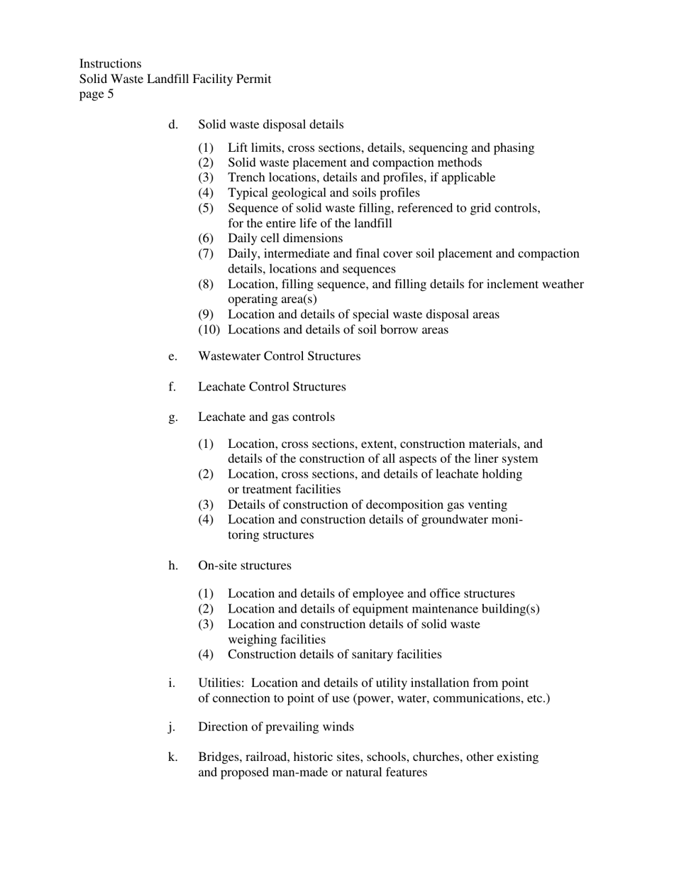 Instructions to Person(s) Applying for a Solid Waste Landfill Facility Permit - West Virginia, Page 5