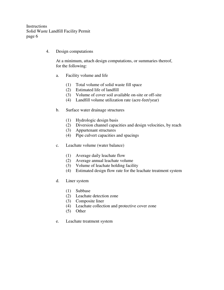 Instructions to Person(s) Applying for a Solid Waste Landfill Facility Permit - West Virginia, Page 6