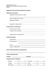 Registration Form to Operate a (Noncommercial) Class D Solid Waste Facility - West Virginia, Page 2