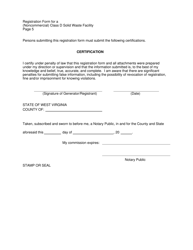 Registration Form to Operate a (Noncommercial) Class D Solid Waste Facility - West Virginia, Page 5