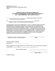 Registration Form to Operate a (Noncommercial) Class D Solid Waste Facility - West Virginia, Page 6