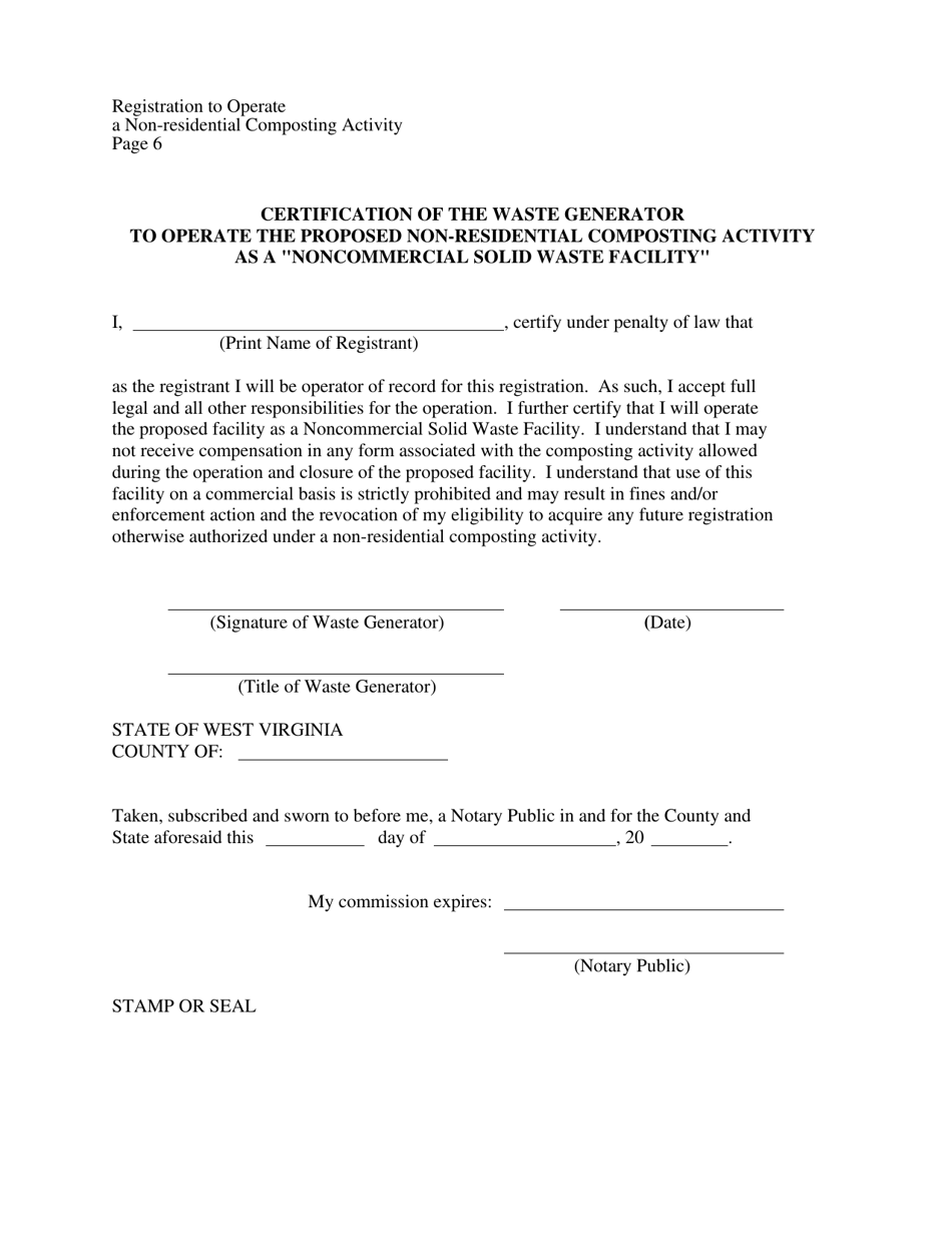 Registration to Operate a Non-residential Composting Activity - West Virginia, Page 6