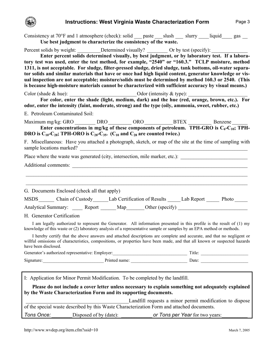 Download Instructions for Waste Characterization Form PDF | Templateroller