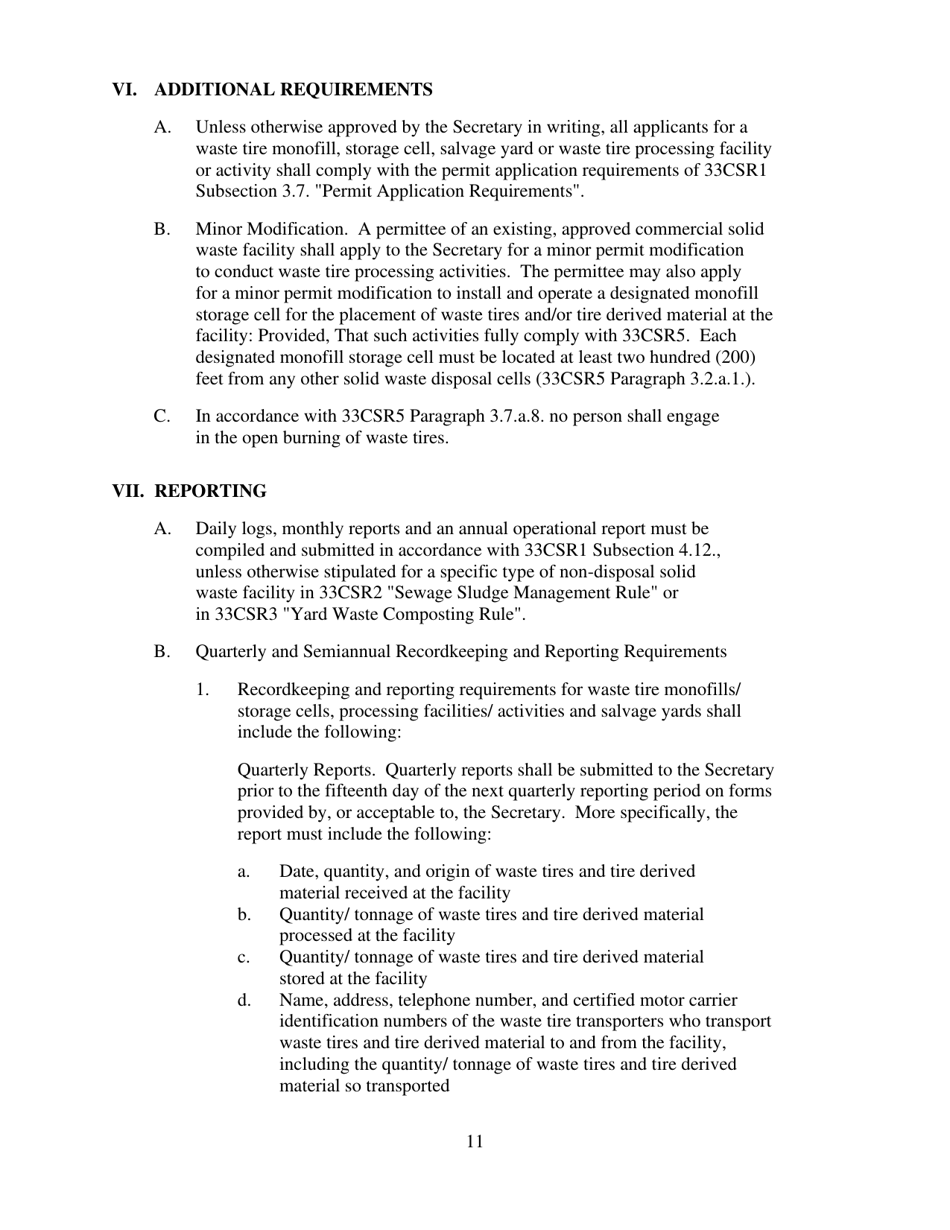 Application for a Waste Tire Processing Permit - West Virginia, Page 11