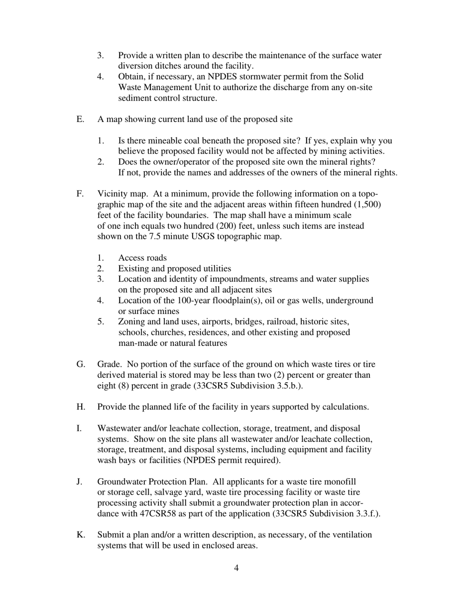 Application for a Waste Tire Processing Permit - West Virginia, Page 4
