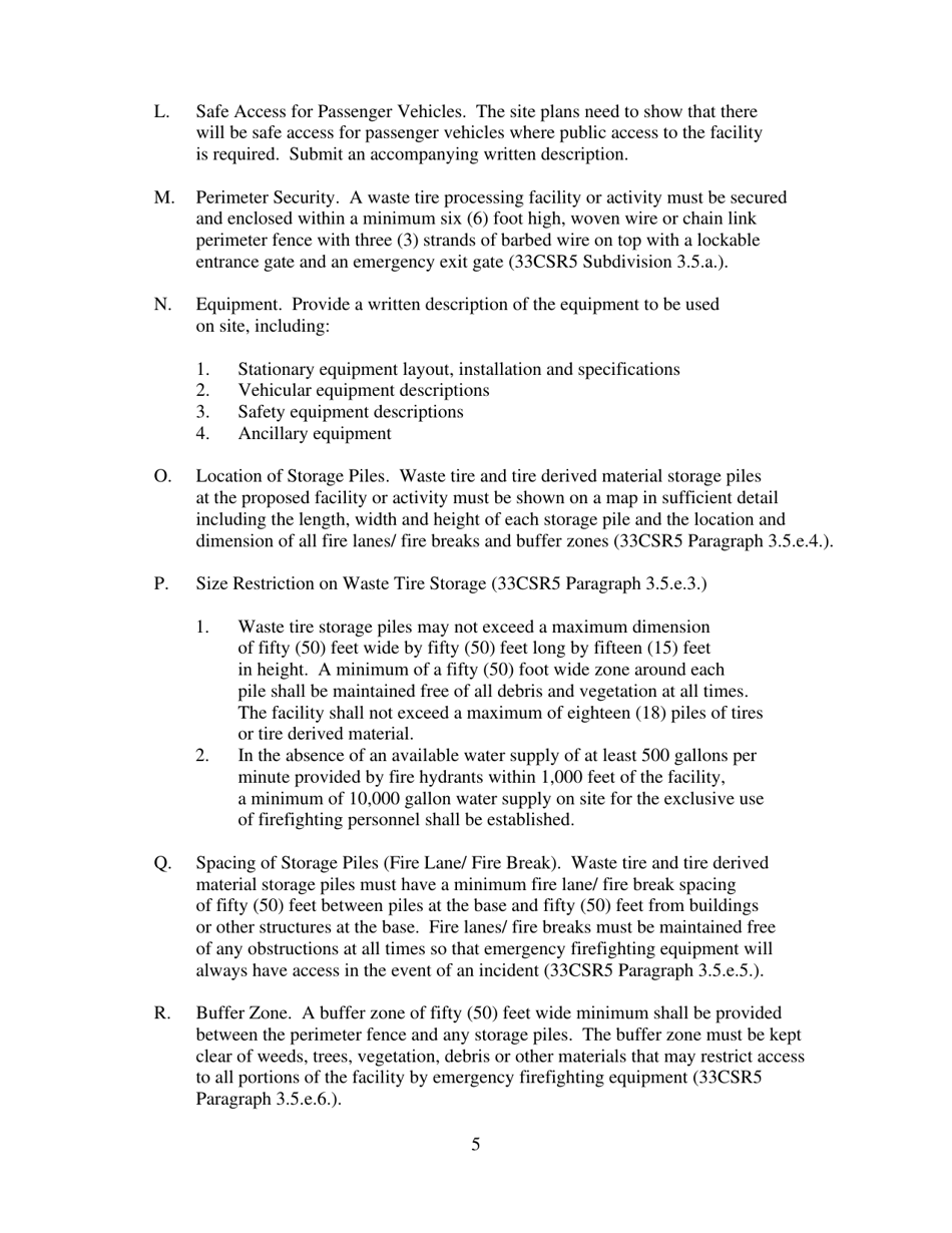 Application for a Waste Tire Processing Permit - West Virginia, Page 5