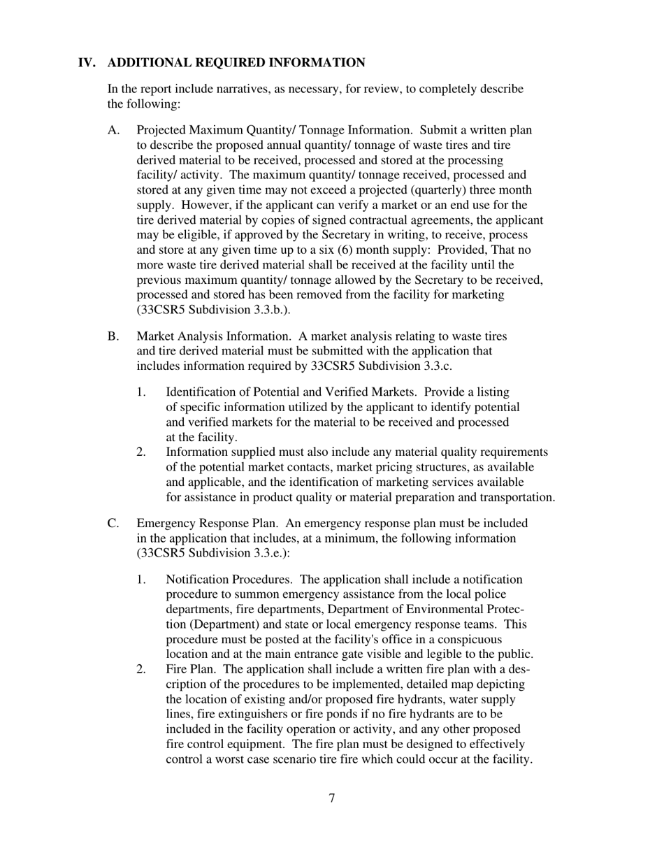 Application for a Waste Tire Processing Permit - West Virginia, Page 7
