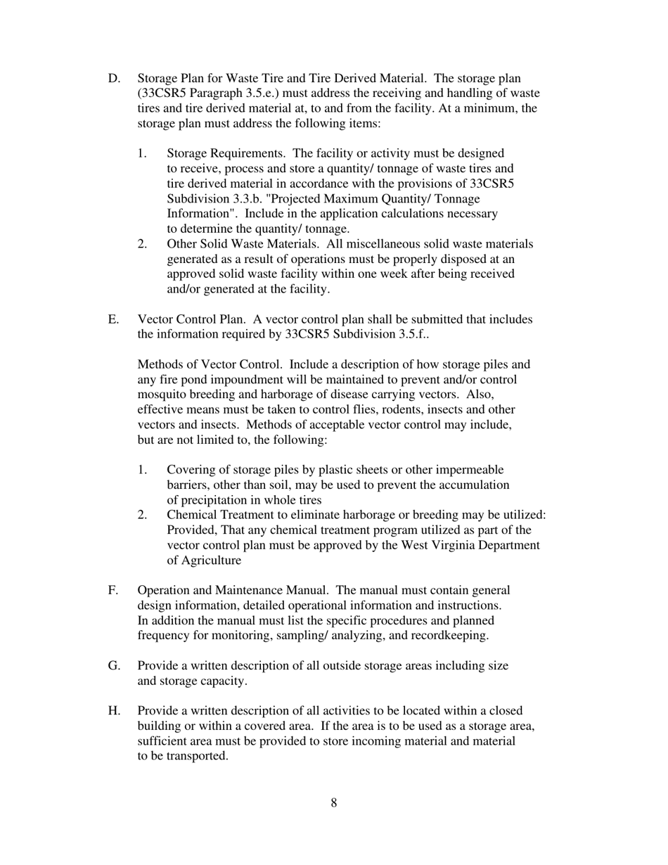Application for a Waste Tire Processing Permit - West Virginia, Page 8