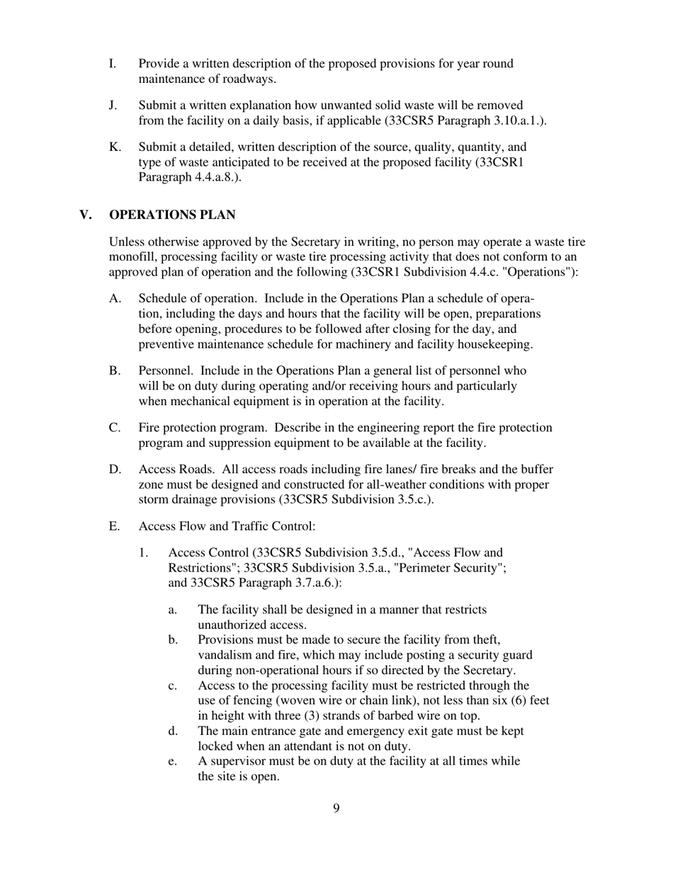 Application for a Waste Tire Processing Permit - West Virginia, Page 9