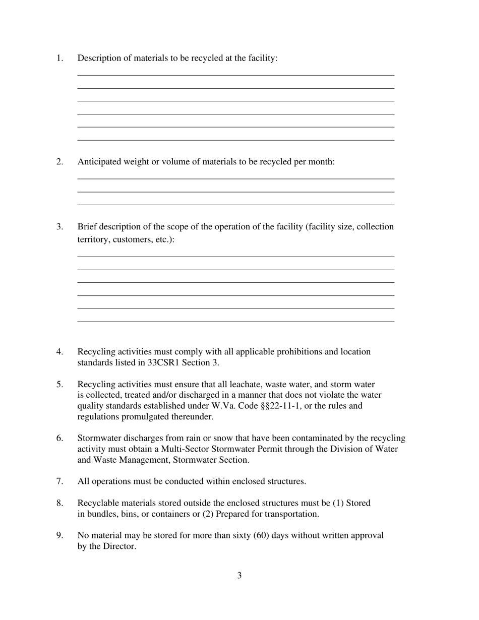West Virginia Recycling Activity Registration Form - West Virginia, Page 3