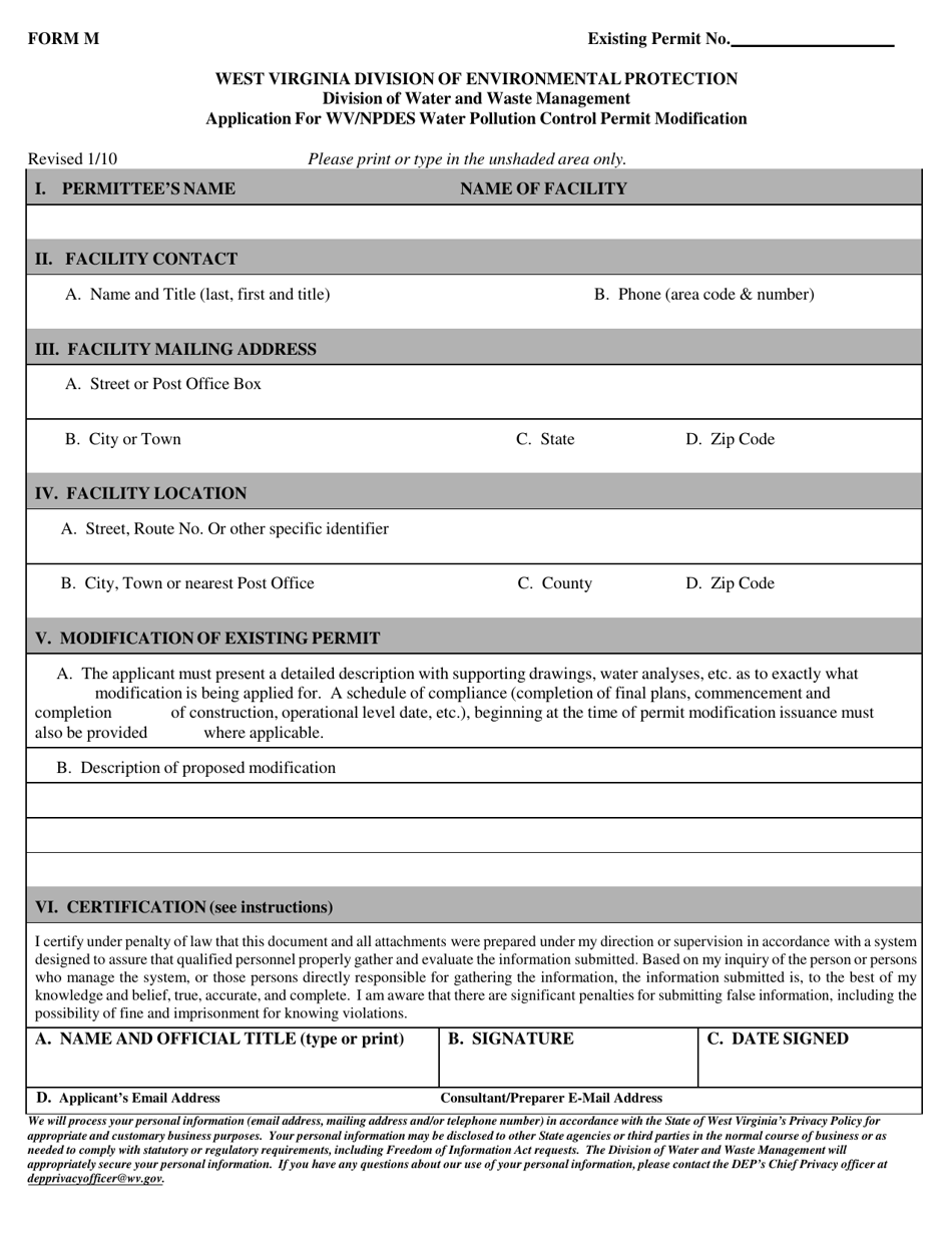 Form M - Fill Out, Sign Online and Download Printable PDF, West ...