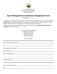 Asset Management Coordinator Designation Form - West Virginia