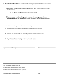 Form WV-65 Direct Award Posting: Agency Request and Public Notice Form - West Virginia, Page 2