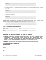 Form WV-70 Multiple Award Determination - West Virginia, Page 2