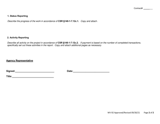 Form WV-92 Reports Requirement - Contract Management - West Virginia, Page 2