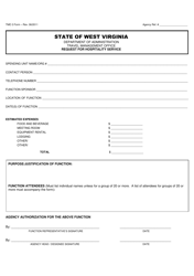 Form TMO3 Request for Hospitality Service - West Virginia