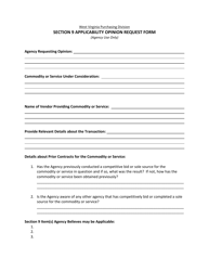 Form WV-68 Section 9 Applicability Opinion Request Form - West Virginia, Page 2