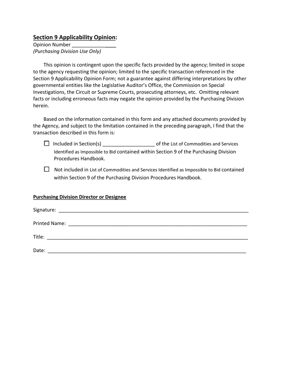 Form WV-68 Section 9 Applicability Opinion Request Form - West Virginia, Page 4