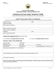 Form WV-105 Cannibalization Asset Request Form - West Virginia