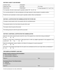 Form WV-105 Cannibalization Asset Request Form - West Virginia, Page 2