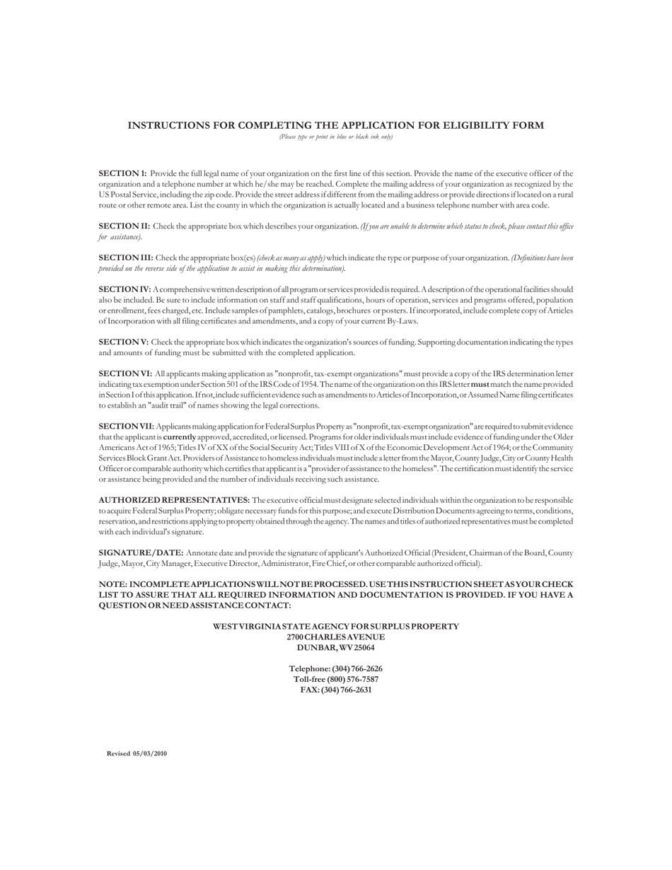 Surplus Application for Eligibility - West Virginia, Page 6