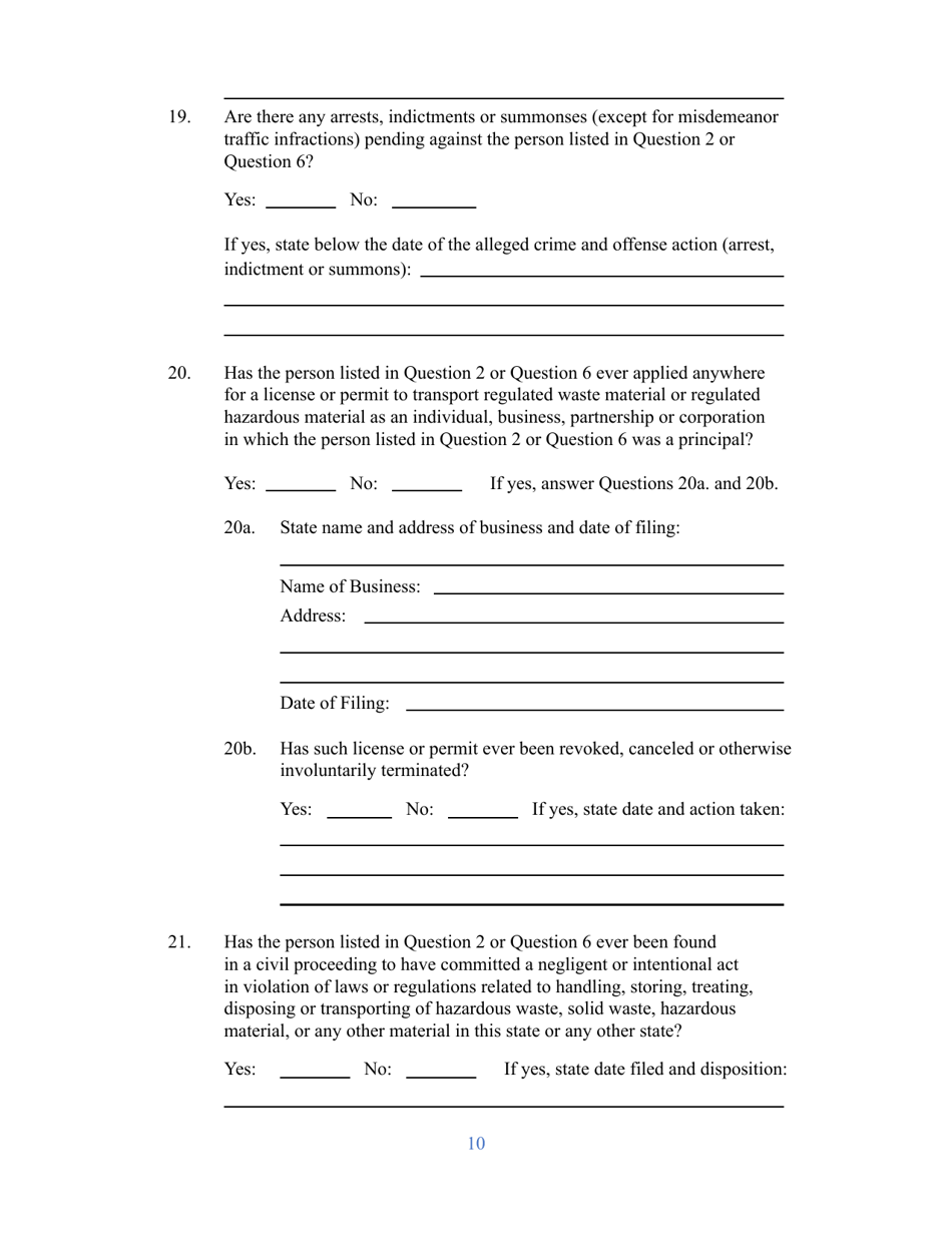Background Investigation Disclosure Statement Application - West Virginia, Page 10