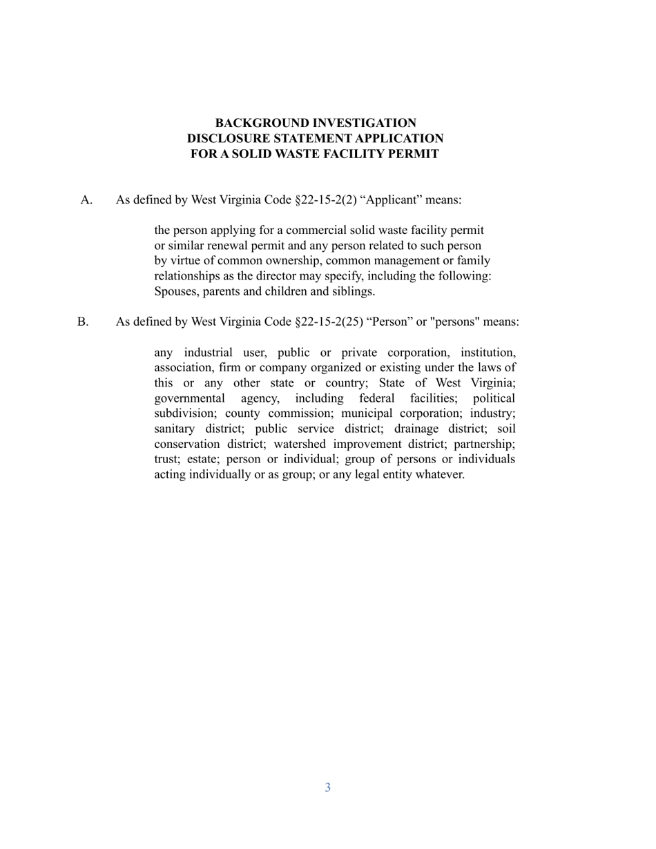 Background Investigation Disclosure Statement Application - West Virginia, Page 3
