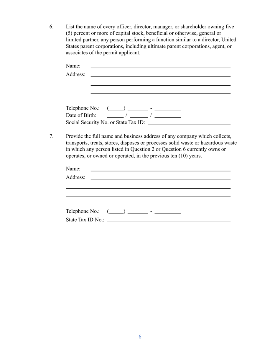 Background Investigation Disclosure Statement Application - West Virginia, Page 6