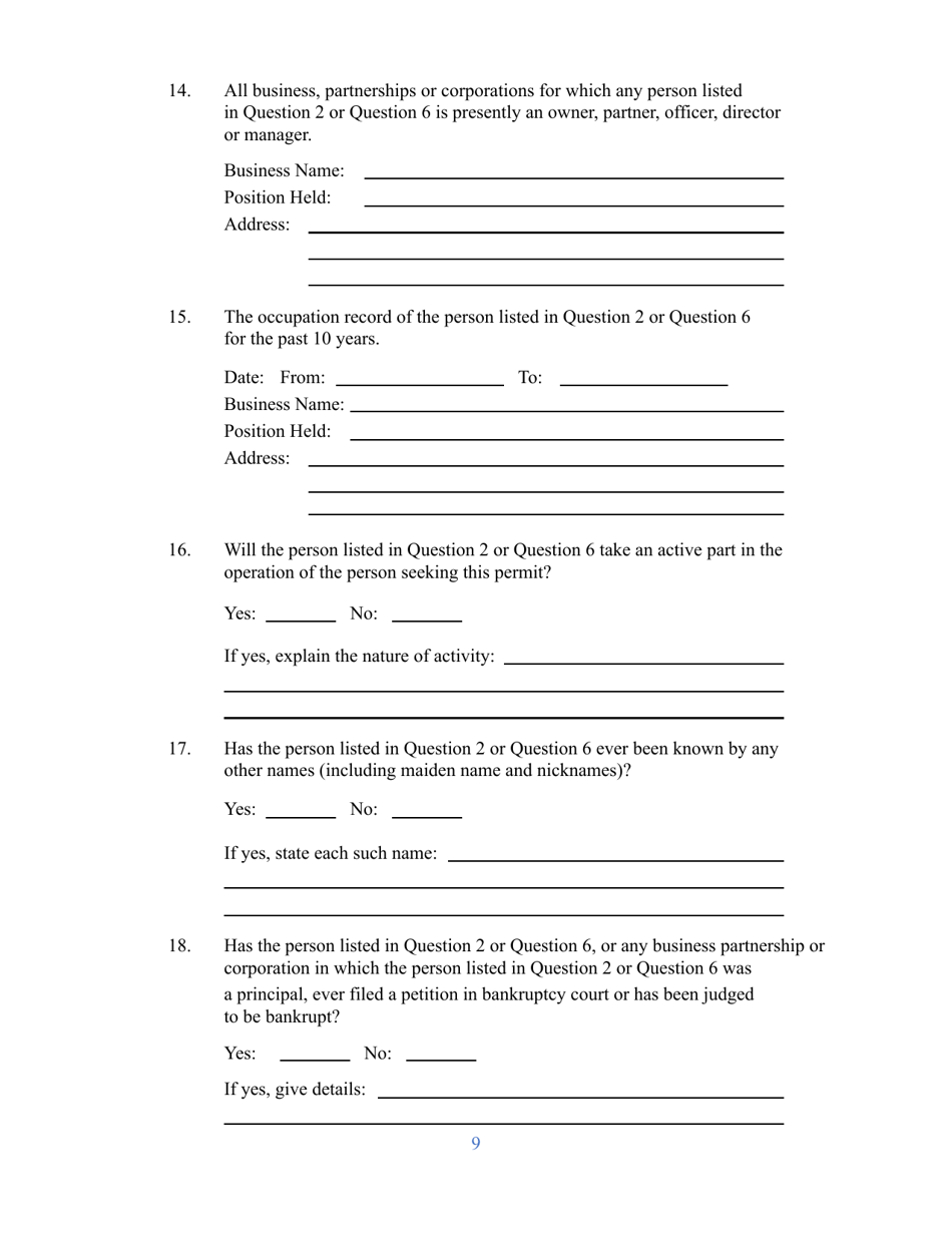 Background Investigation Disclosure Statement Application - West Virginia, Page 9