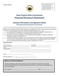 Document preview: Financial Disclosure Statement - Contact Information and Signature Sheet - West Virginia