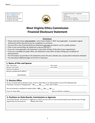 Financial Disclosure Statement - Contact Information and Signature Sheet - West Virginia, Page 2
