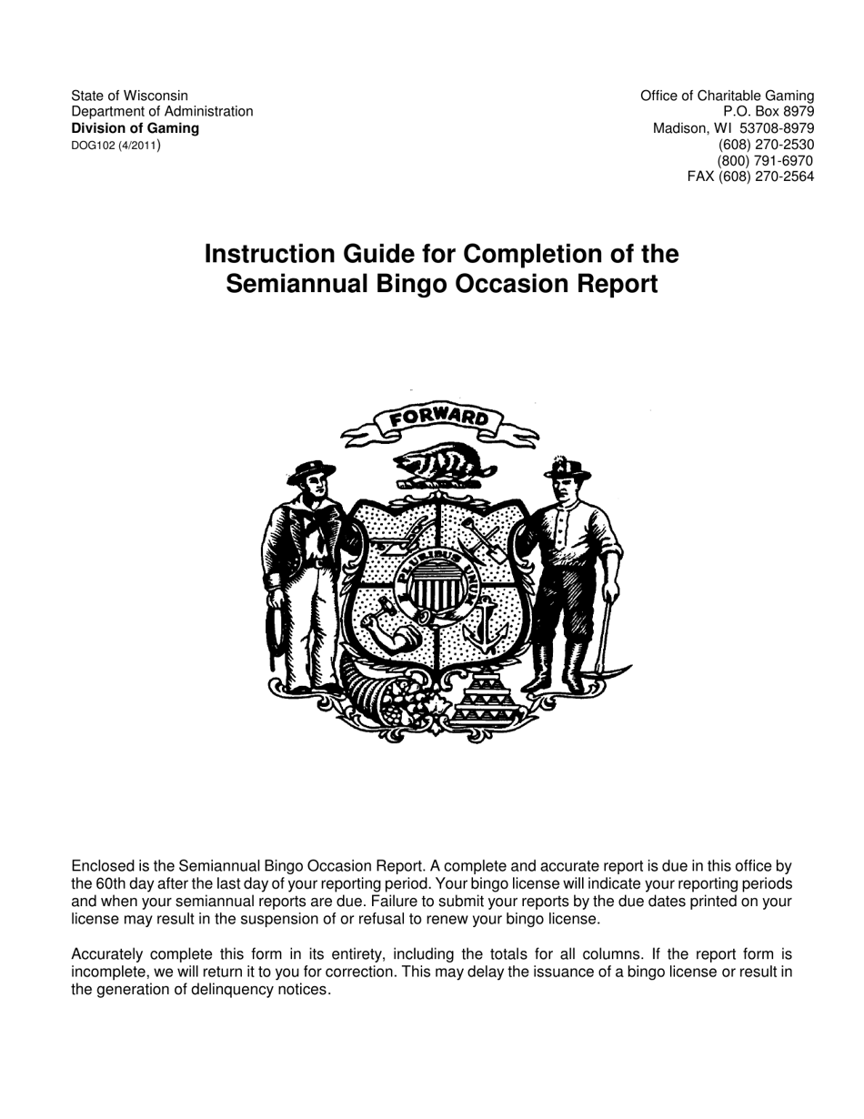 Instructions for Form DOA-11631 Semiannual Bingo Occasion Report - Wisconsin, Page 1