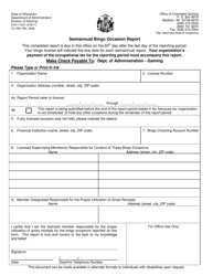 Form DOA-11631 Semiannual Bingo Occasion Report - Wisconsin