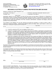 Form DOA-4189 Mechanical Electrical Plumbing Fire Protection (Mep) Bid Bond - Wisconsin