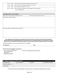 Form TR-WM-148 Weights and Measures Complaint Form - Wisconsin, Page 2