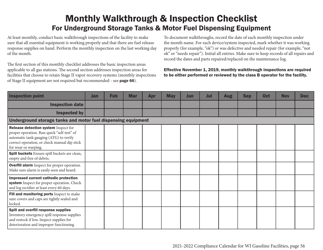 Form SB-201-E Monthly Walkthrough &amp; Inspection Checklist for Underground Storage Tanks &amp; Motor Fuel Dispensing Equipment - Wisconsin