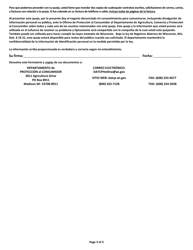 Formulario De Queja - Telecomunicaciones - Wisconsin (Spanish), Page 3