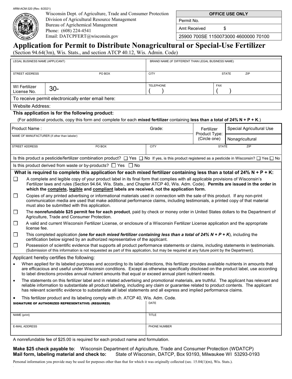 Form ARM-ACM-320 - Fill Out, Sign Online and Download Printable PDF ...