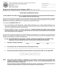 Document preview: Form ARM-356 Request for Social Security Number (Ssn) - Wisconsin