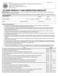 Document preview: Form TR-WM-128 Sti Sp001 Monthly Tank Inspection Checklist - Wisconsin