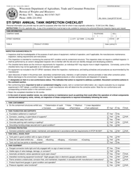 Document preview: Form TR-WM-135 Sti Sp001 Annual Tank Inspection Checklist - Wisconsin