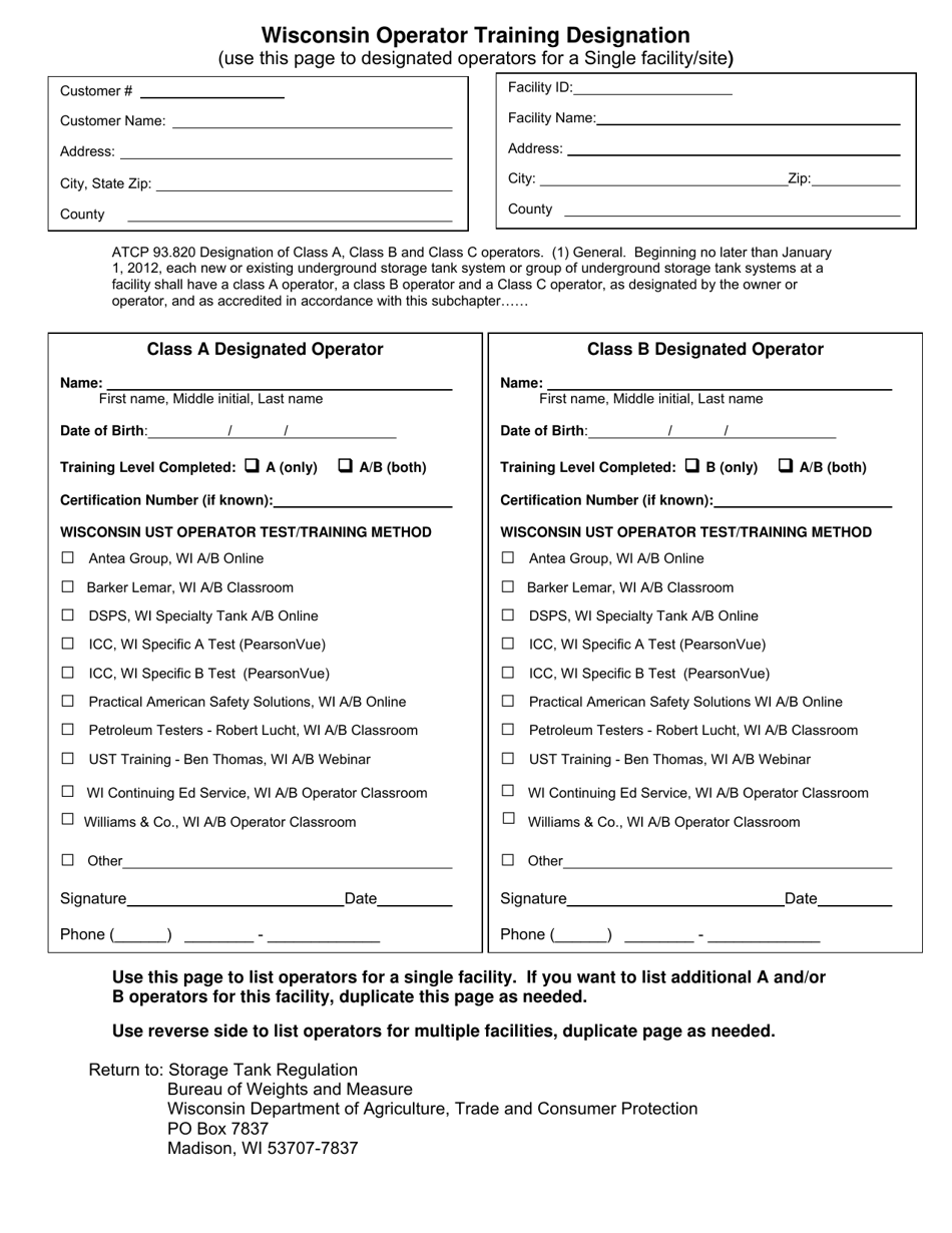 Wisconsin Operator Training Designation - Wisconsin, Page 1