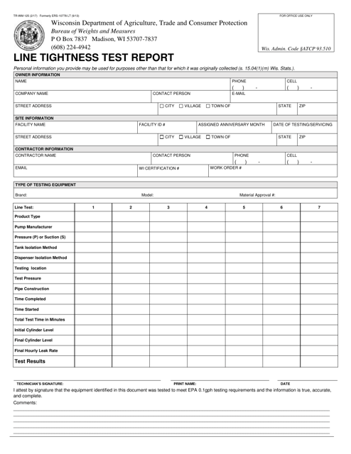 Form TR-WM-125 Line Tightness Test Report - Wisconsin