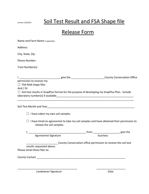 Soil Test Result and FSA Shape File Release Form - Wisconsin Download Pdf