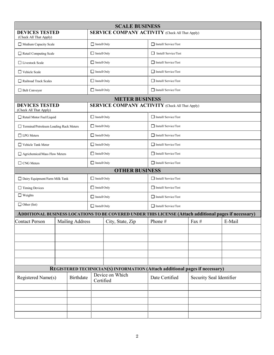 Form TR-WM-54 Weights and Measures Service Company License Application - Wisconsin, Page 4