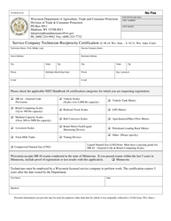 Document preview: Form TR-WM-80 Service Company Technician Reciprocity Certification - Wisconsin