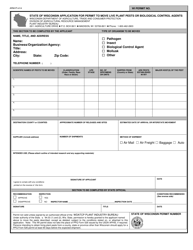 Form ARM-PI-414 Part I State of Wisconsin Application for Permit to Move Live Plant Pests or Biological Control Agents - Wisconsin